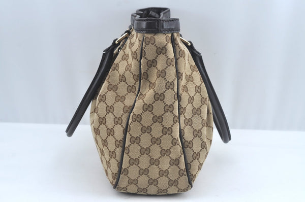 Authentic GUCCI Sukey Shoulder Tote Bag GG Canvas Leather 296835 Brown 6487I