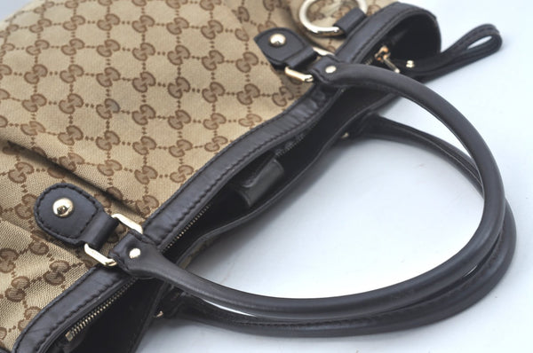 Authentic GUCCI Sukey Shoulder Tote Bag GG Canvas Leather 296835 Brown 6487I