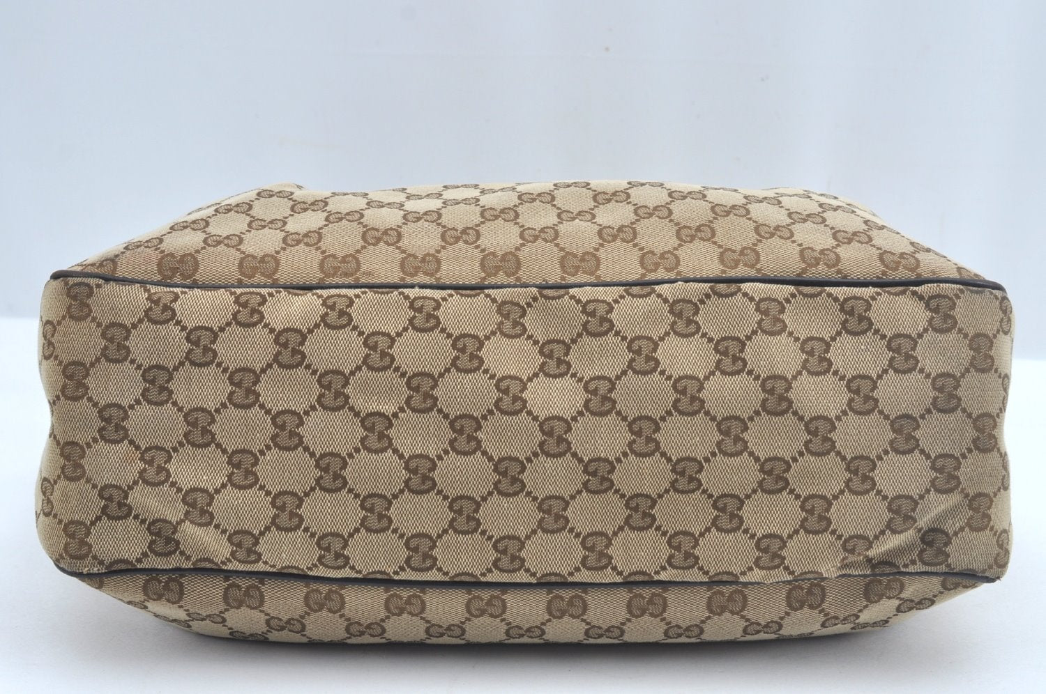 Authentic GUCCI Sukey Shoulder Tote Bag GG Canvas Leather 296835 Brown 6487I