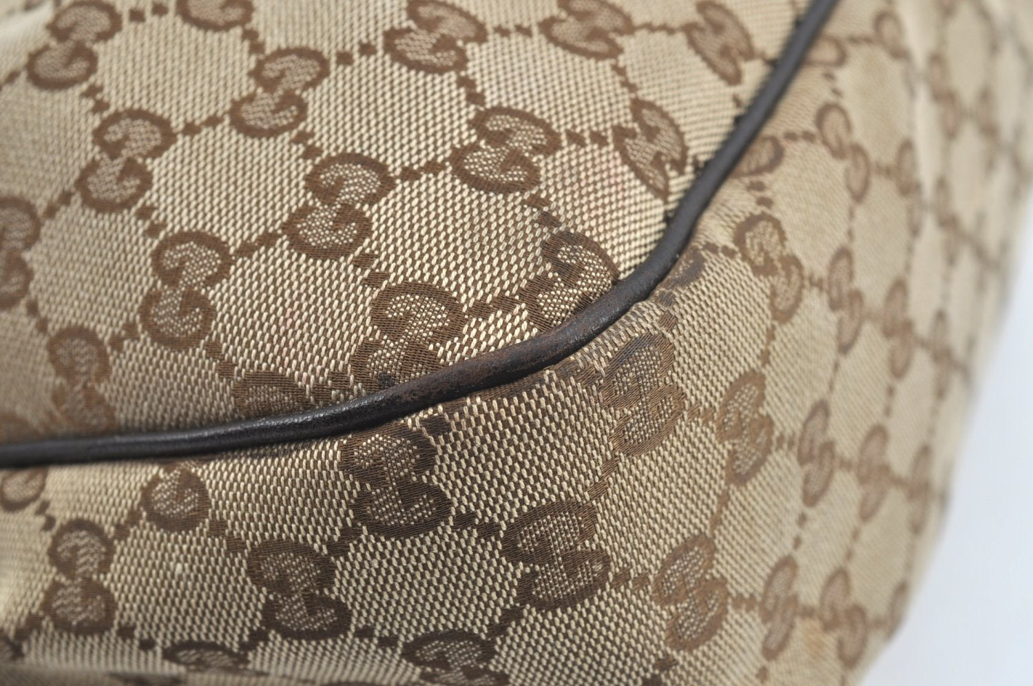 Authentic GUCCI Sukey Shoulder Tote Bag GG Canvas Leather 296835 Brown 6487I