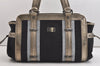 Authentic BURBERRY BLUE LABEL Shoulder Tote Bag Wool Leather Black 6487J