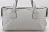 Authentic GUCCI Hand Bag Purse GG Canvas Leather 264210 Silver Junk 6487K