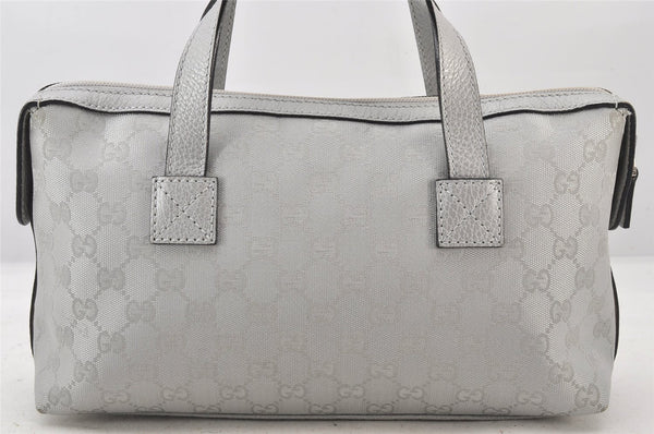 Authentic GUCCI Hand Bag Purse GG Canvas Leather 264210 Silver Junk 6487K