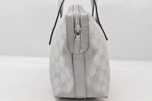 Authentic GUCCI Hand Bag Purse GG Canvas Leather 264210 Silver Junk 6487K