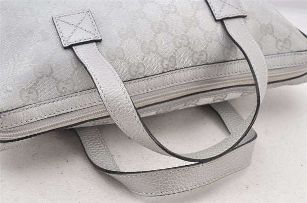 Authentic GUCCI Hand Bag Purse GG Canvas Leather 264210 Silver Junk 6487K