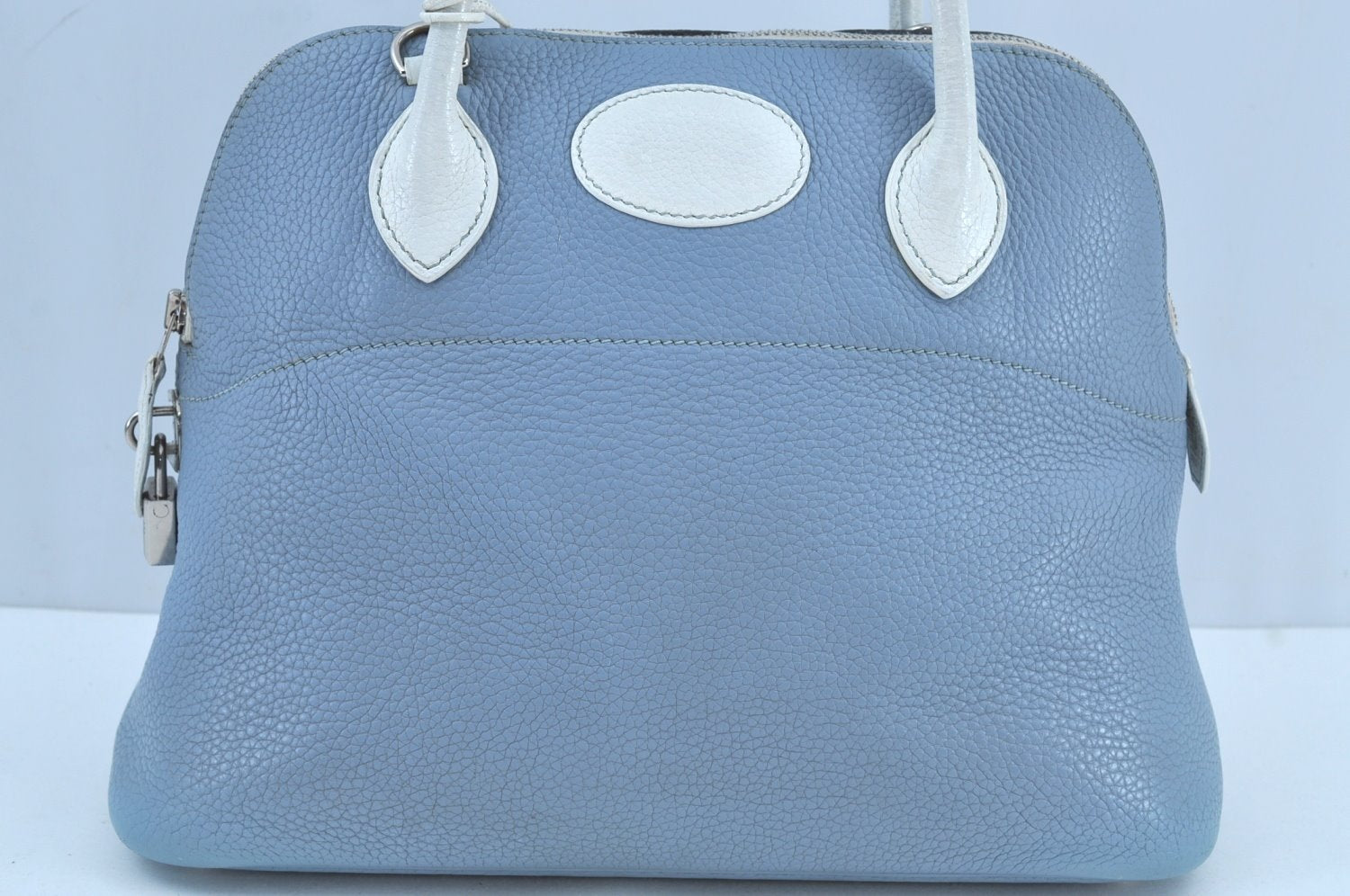 Authentic HERMES Bolide Macaron 31 SPO 2Way Hand Bag Leather Light Blue 6490I