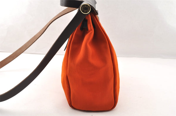 Authentic HERMES Her Bag PM 2 In 1 2Way Shoulder Hand Bag Canvas Orange 6492I