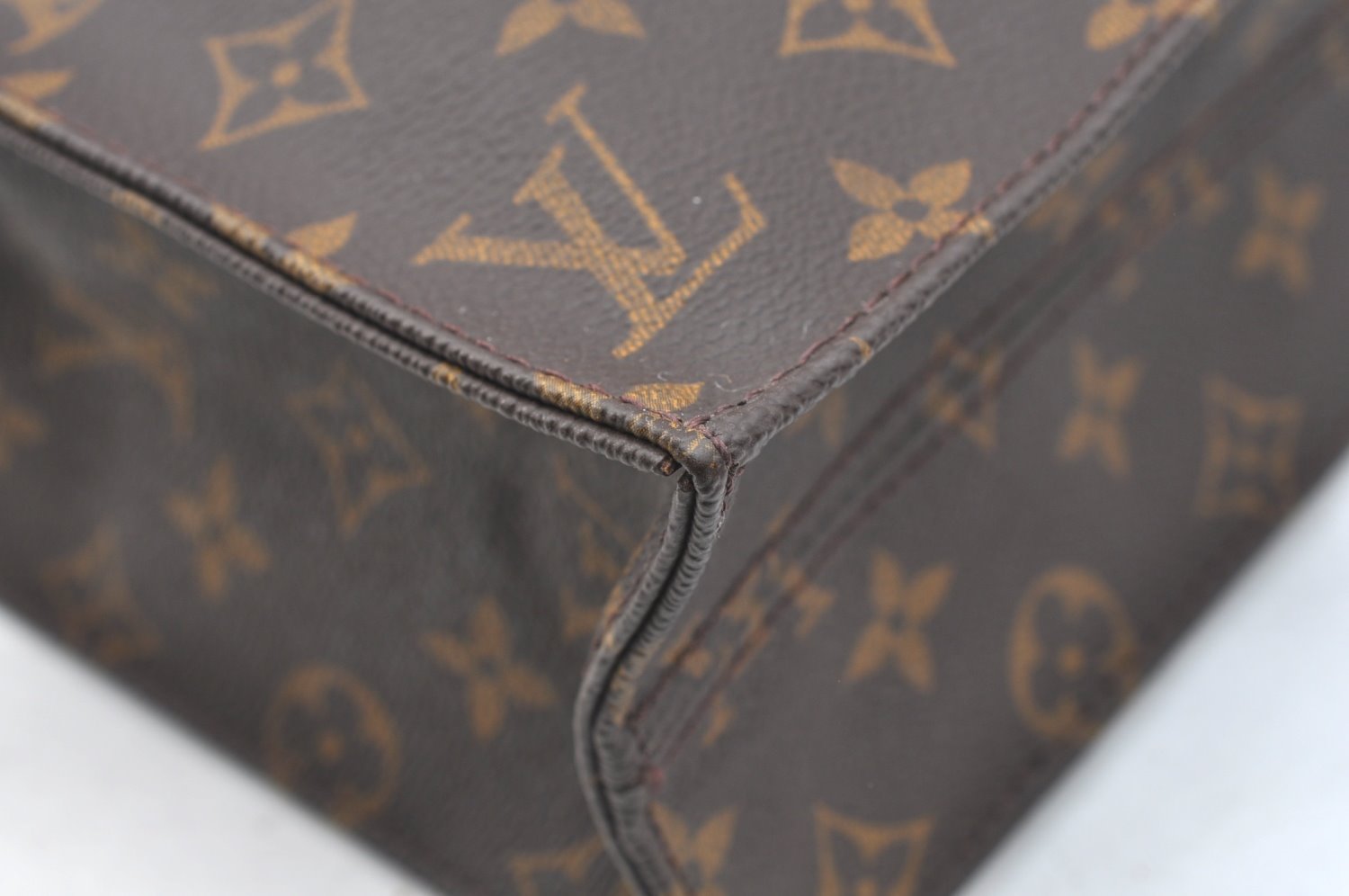 Authentic Louis Vuitton Monogram Sac Plat Hand Tote Bag M51140 LV Junk 6495H