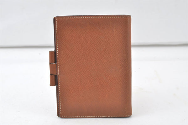 Authentic HERMES Agenda GM Notebook Cover Day Planner Leather Brown 6497K