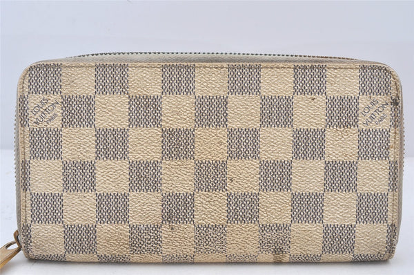 Authentic Louis Vuitton Damier Azur Zippy Wallet Long Purse N60019 LV 6498K