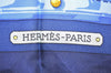 Authentic HERMES Carre 90 Scarf "aux champs" Silk Navy 6499K