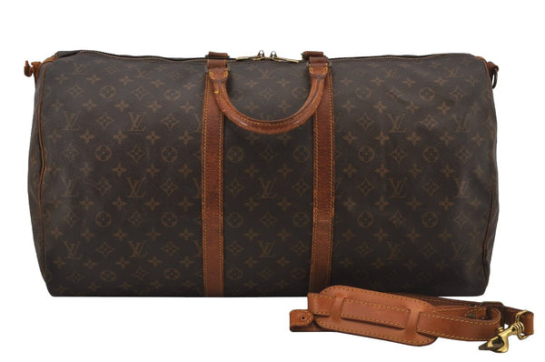 Authentic Louis Vuitton Monogram Keepall Bandouliere 55 M41414 Boston Bag 6502J