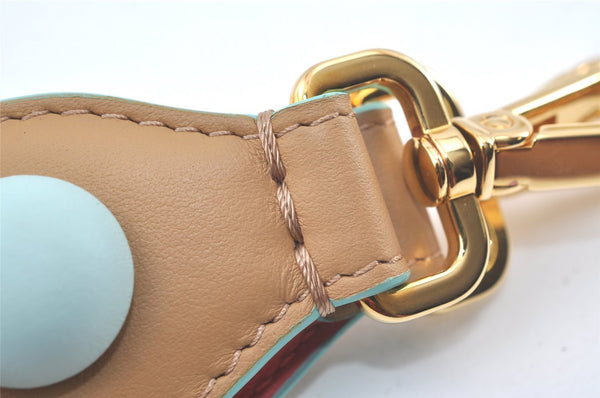 Authentic FENDI Shoulder Strap You Leather 35.8" Beige Red Light Blue 6504K