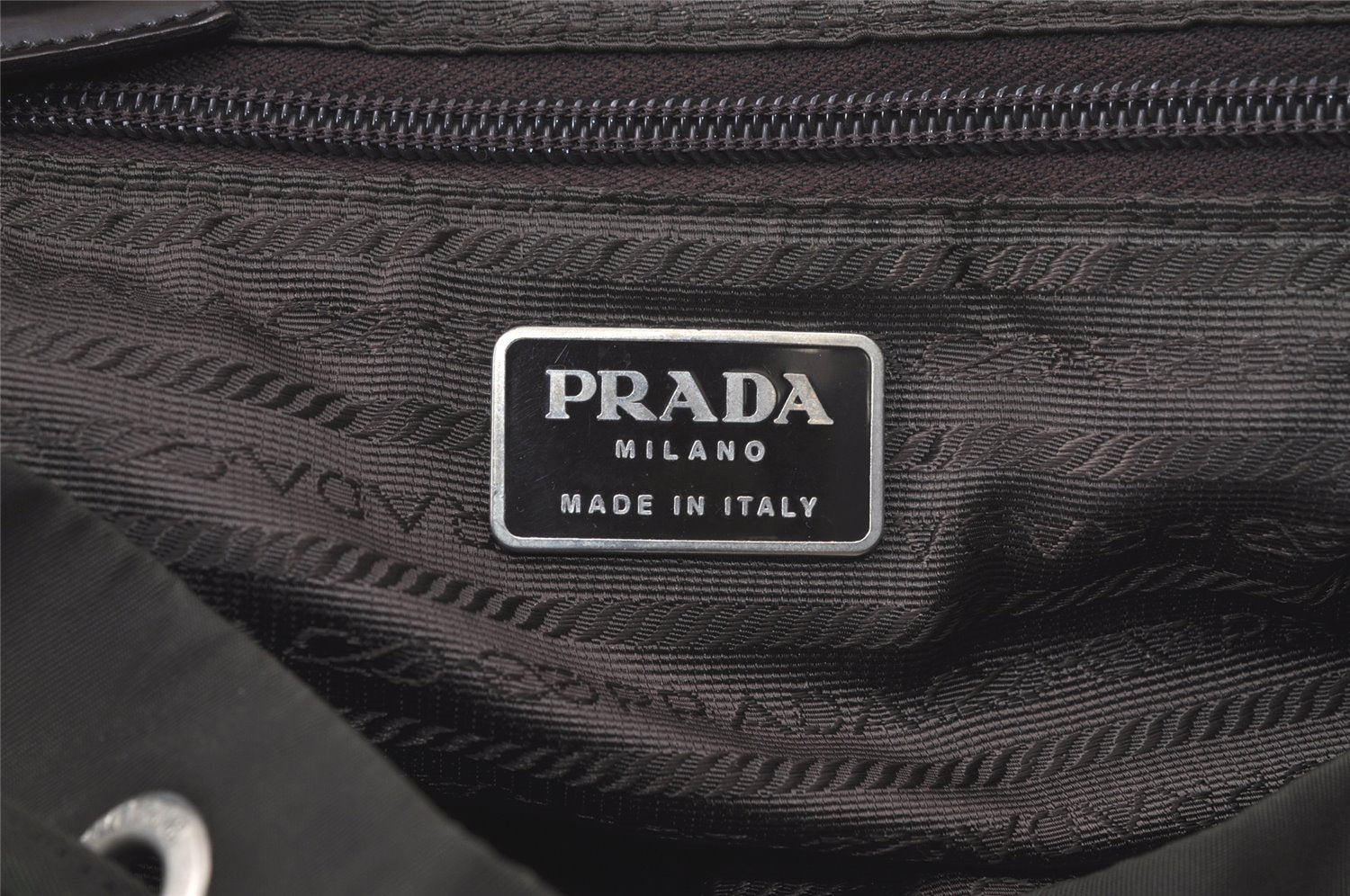 Authentic PRADA Vintage Nylon Tessuto Leather Drawstring Backpack Khaki 6509K