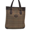 Authentic Burberrys Vintage Check Canvas Leather Hand Tote Bag Khaki Green 6513J