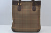 Authentic Burberrys Vintage Check Canvas Leather Hand Tote Bag Khaki Green 6513J