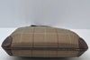 Authentic Burberrys Vintage Check Canvas Leather Hand Tote Bag Khaki Green 6513J
