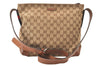 Auth GUCCI Web Sherry Line Shoulder Bag GG Canvas Leather 337598 Brown 6513K