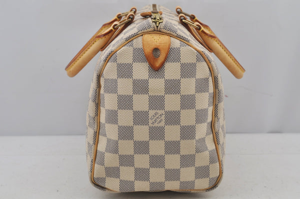 Authentic Louis Vuitton Damier Azur Speedy25 Hand Boston Bag N41534 LV 6516J