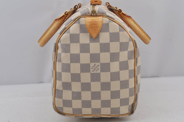 Authentic Louis Vuitton Damier Azur Speedy25 Hand Boston Bag N41534 LV 6516J