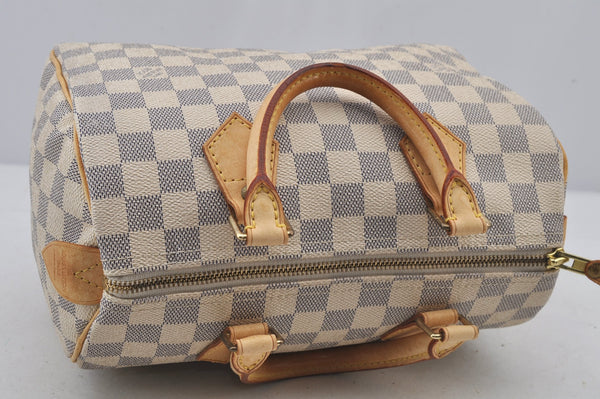 Authentic Louis Vuitton Damier Azur Speedy25 Hand Boston Bag N41534 LV 6516J