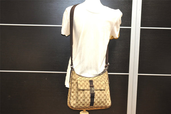 Authentic GUCCI Shoulder Cross Body Bag GG Canvas Leather 131211 Brown 6518I