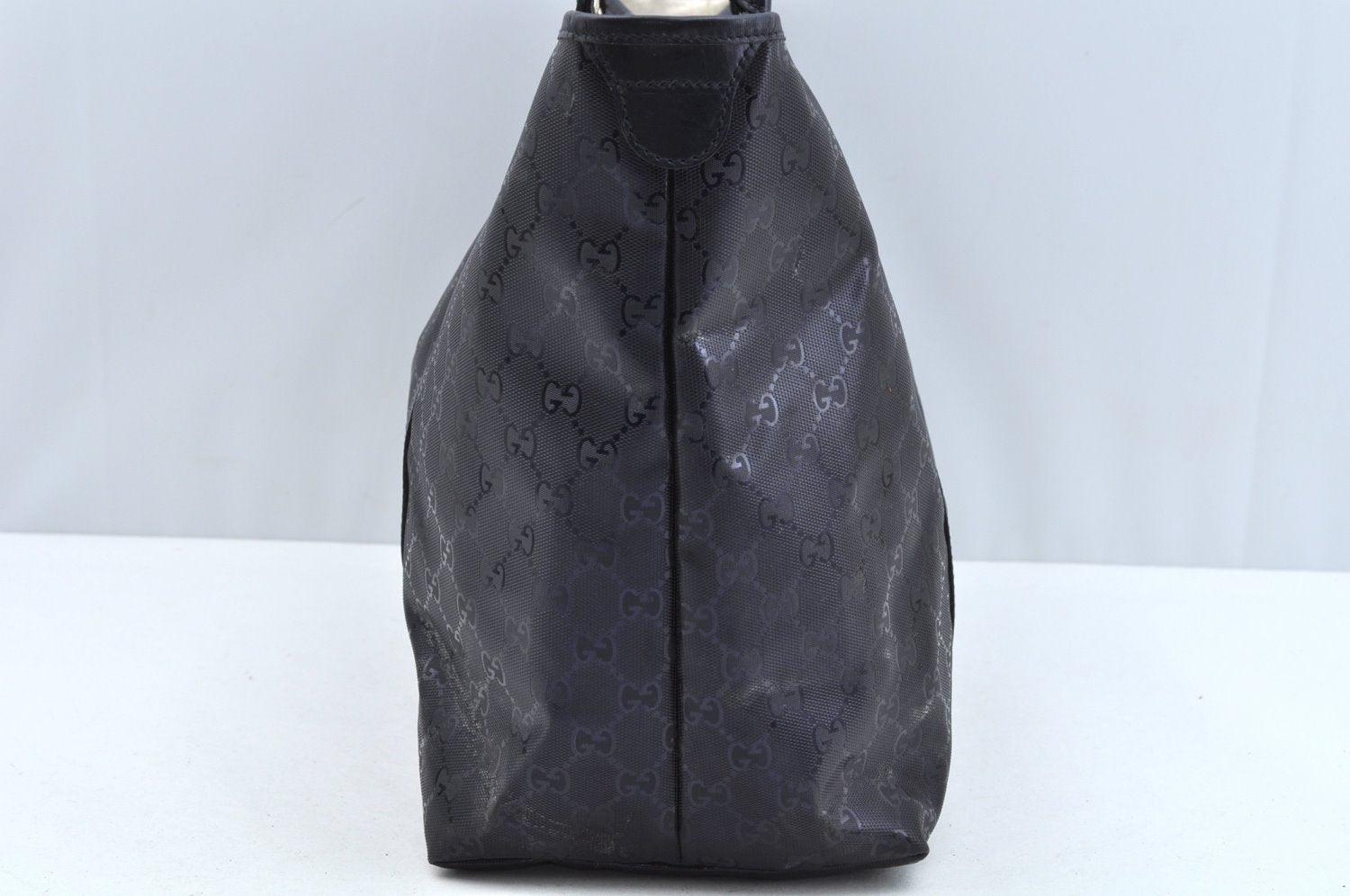 Authentic GUCCI GG Imprime Shoulder Tote Bag GG PVC Leather 197954 Navy 6519I