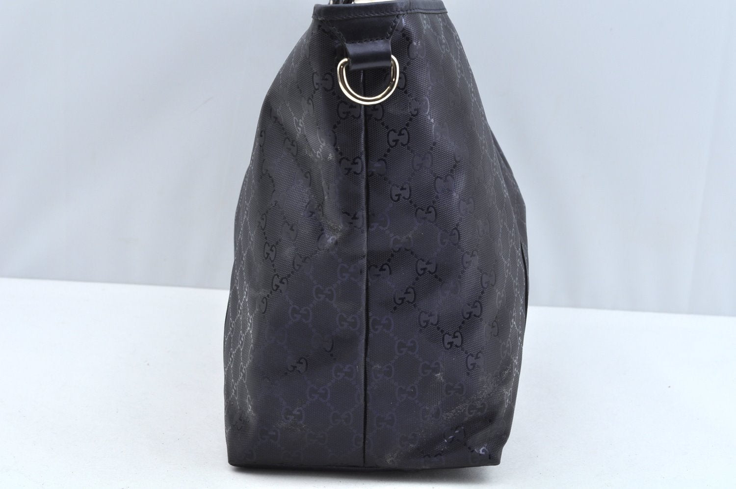 Authentic GUCCI GG Imprime Shoulder Tote Bag GG PVC Leather 197954 Navy 6519I