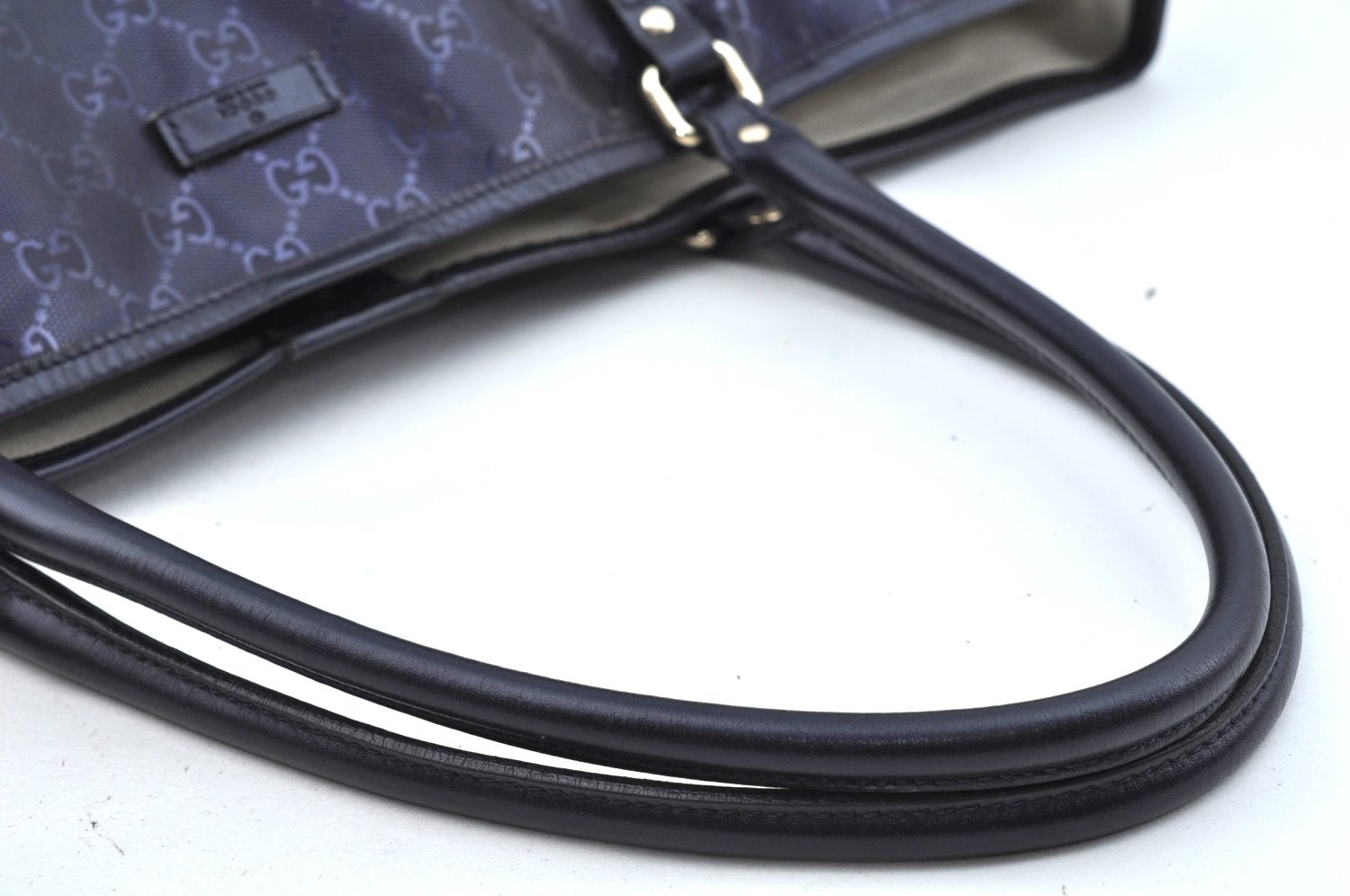 Authentic GUCCI GG Imprime Shoulder Tote Bag GG PVC Leather 197954 Navy 6519I