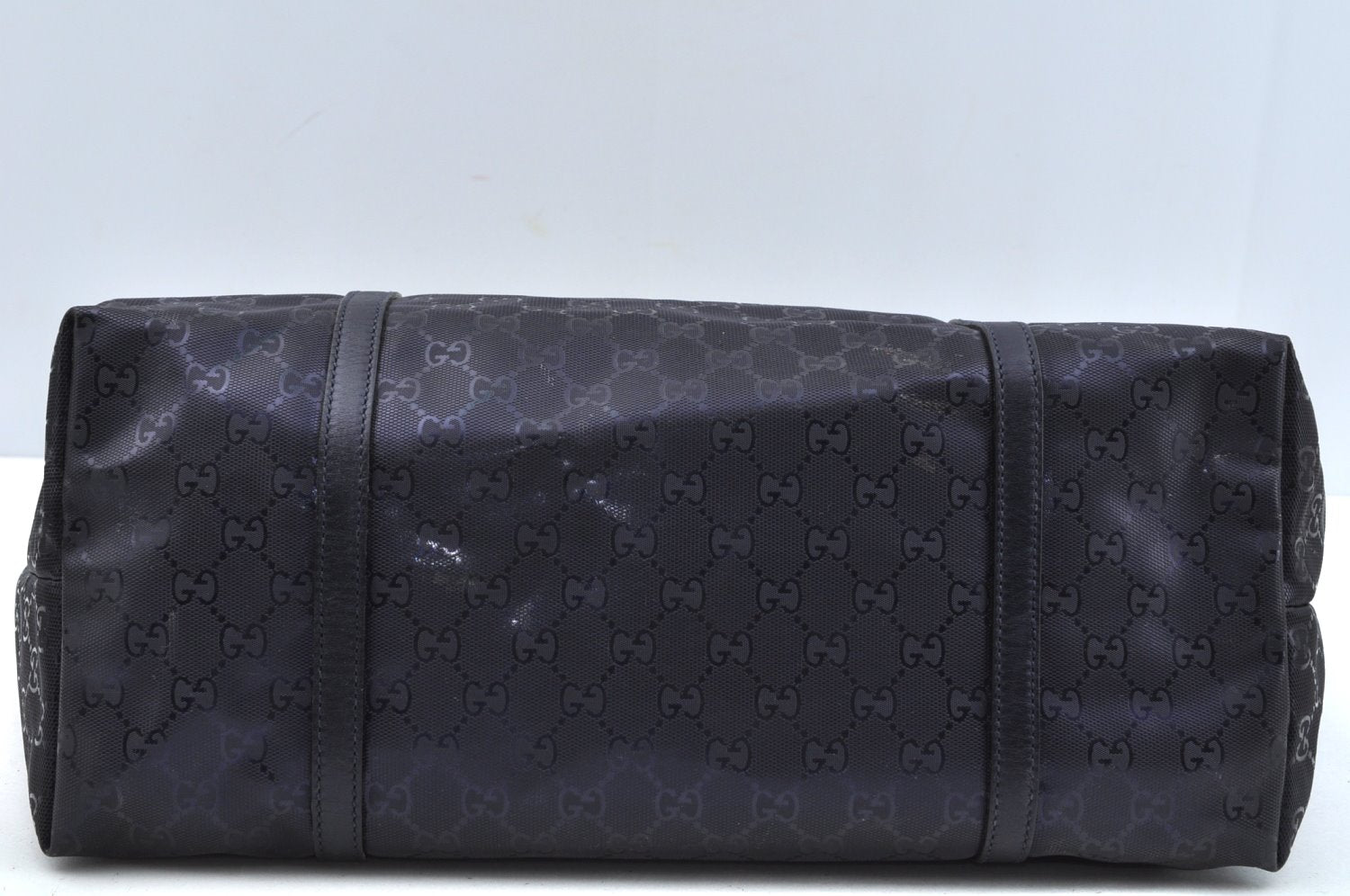 Authentic GUCCI GG Imprime Shoulder Tote Bag GG PVC Leather 197954 Navy 6519I