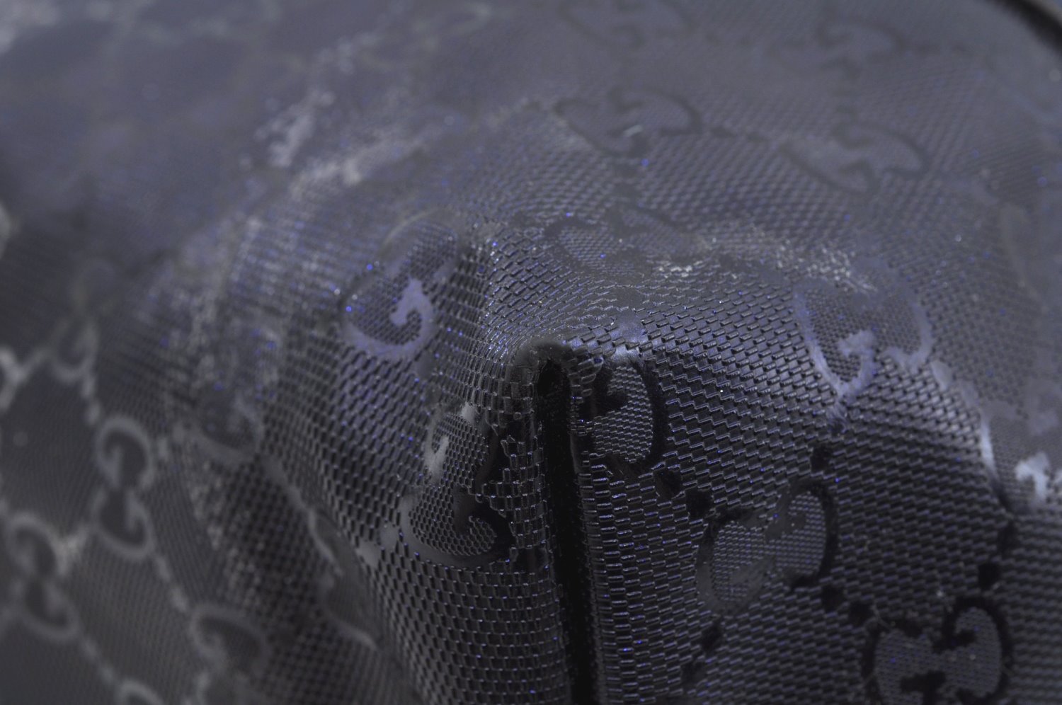 Authentic GUCCI GG Imprime Shoulder Tote Bag GG PVC Leather 197954 Navy 6519I