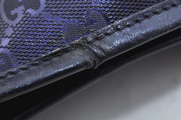 Authentic GUCCI GG Imprime Shoulder Tote Bag GG PVC Leather 197954 Navy 6519I