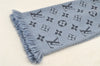 Auth Louis Vuitton Echarpe Logomania Muffler Wool Silk M75702 Light Blue 6521I