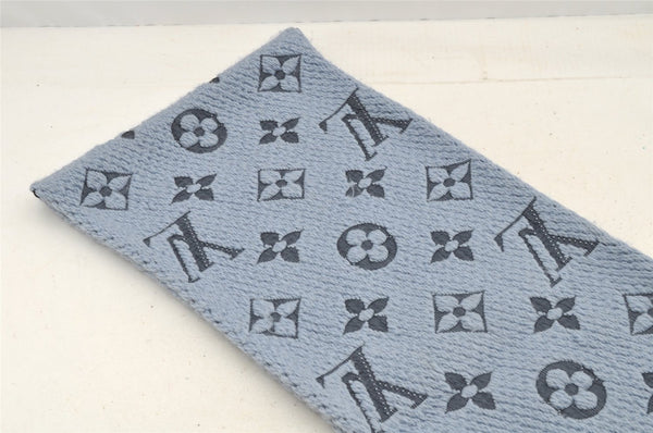 Auth Louis Vuitton Echarpe Logomania Muffler Wool Silk M75702 Light Blue 6521I