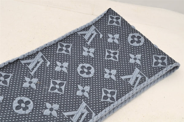 Auth Louis Vuitton Echarpe Logomania Muffler Wool Silk M75702 Light Blue 6521I