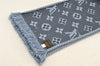 Auth Louis Vuitton Echarpe Logomania Muffler Wool Silk M75702 Light Blue 6521I