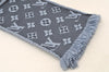Auth Louis Vuitton Echarpe Logomania Muffler Wool Silk M75702 Light Blue 6521I
