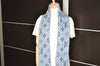 Auth Louis Vuitton Echarpe Logomania Muffler Wool Silk M75702 Light Blue 6521I