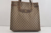 Authentic GUCCI Vintage Shoulder Tote Bag GG PVC Leather Brown 6521J