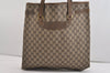 Authentic GUCCI Vintage Shoulder Tote Bag GG PVC Leather Brown 6521J