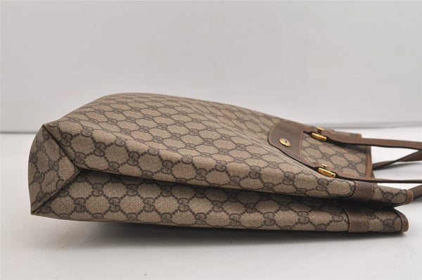 Authentic GUCCI Vintage Shoulder Tote Bag GG PVC Leather Brown 6521J