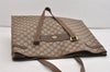 Authentic GUCCI Vintage Shoulder Tote Bag GG PVC Leather Brown 6521J