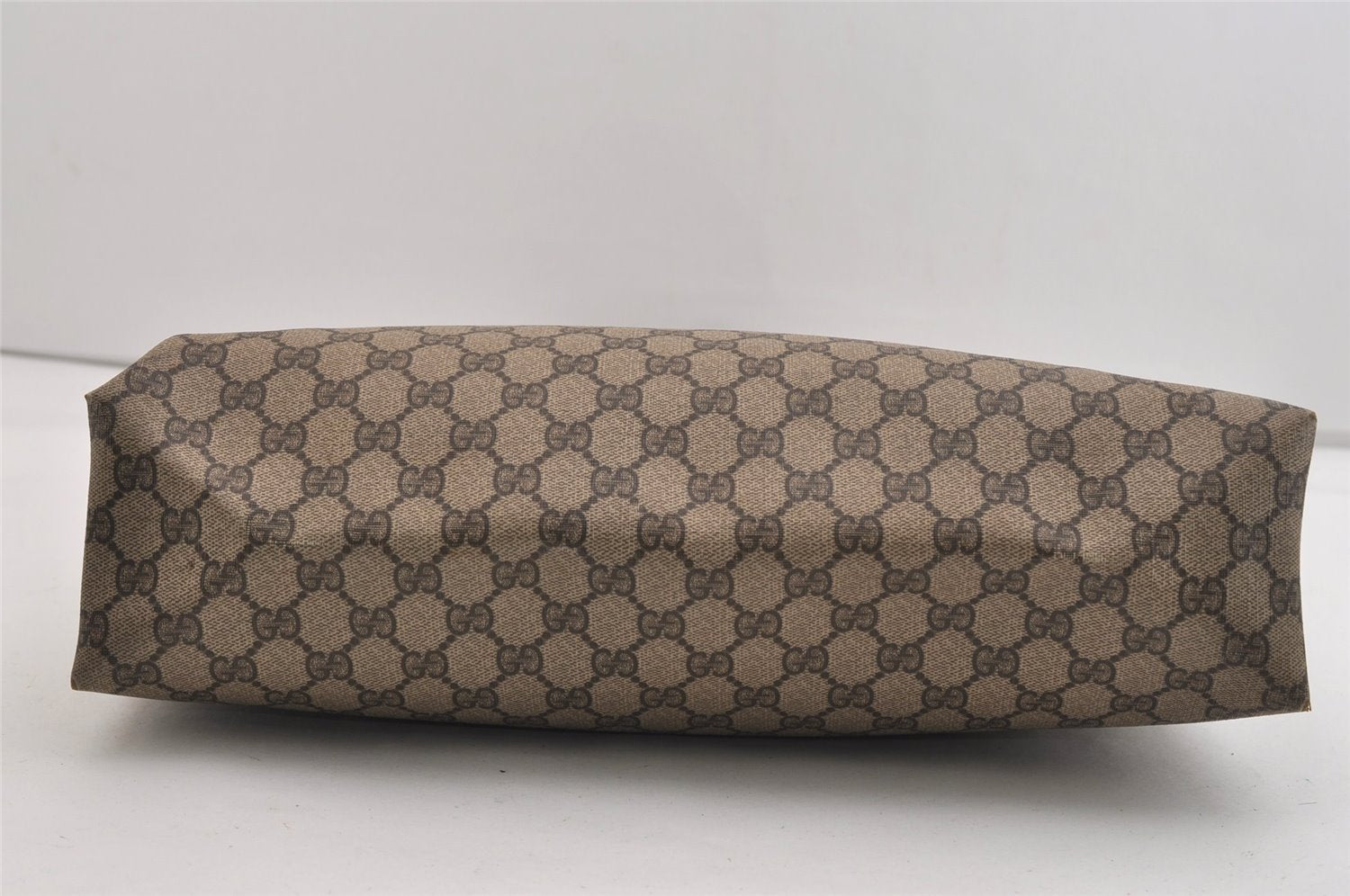 Authentic GUCCI Vintage Shoulder Tote Bag GG PVC Leather Brown 6521J