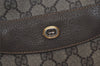 Authentic GUCCI Vintage Shoulder Tote Bag GG PVC Leather Brown 6521J