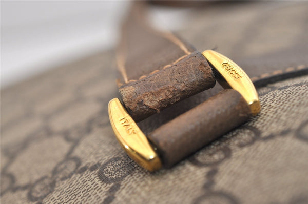 Authentic GUCCI Vintage Shoulder Tote Bag GG PVC Leather Brown 6521J