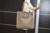 Authentic GUCCI Vintage Shoulder Tote Bag GG PVC Leather Brown 6521J