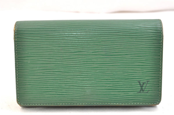 Auth Louis Vuitton Epi Porte Monnaie Billets Tresor Wallet Green M63504 LV 6521K