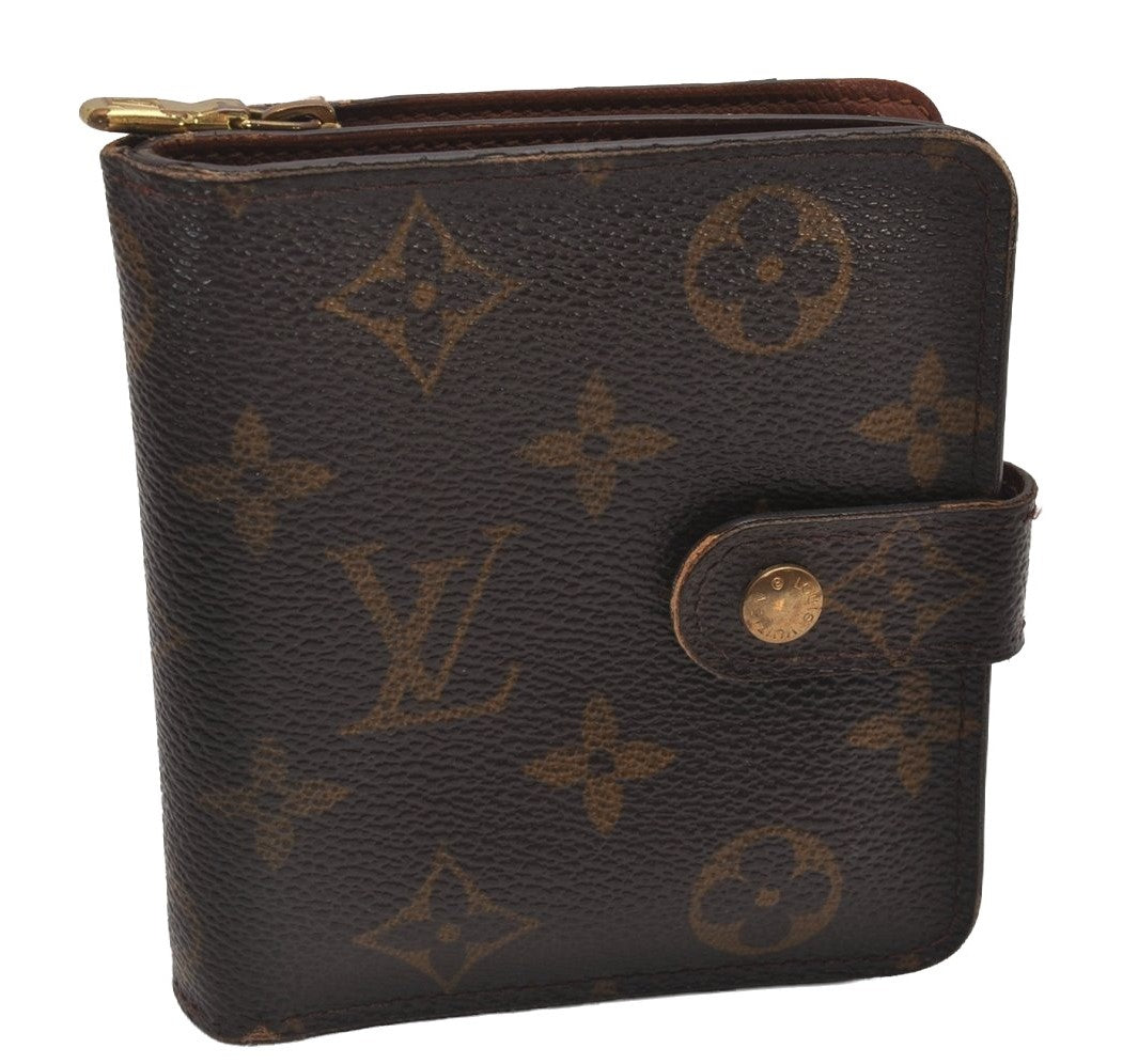 Authentic Louis Vuitton Monogram Compact Zip Bifold Wallet Purse M61667 LV 6523I