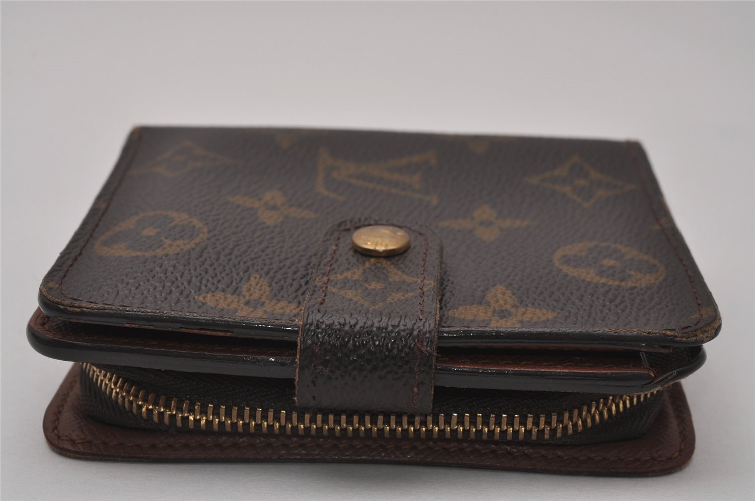 Authentic Louis Vuitton Monogram Compact Zip Bifold Wallet Purse M61667 LV 6523I