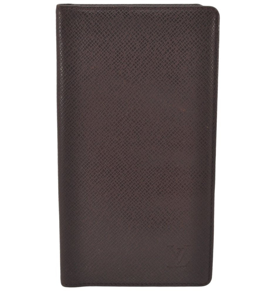 Auth Louis Vuitton Taiga Porte Valeurs Cartes Credit Wallet M30398 Brown 6524K